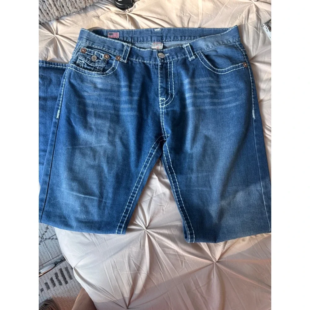 Y2K Vintage True Religion Joey Super T Men Blue Flare Jeans Made in USA Size 40